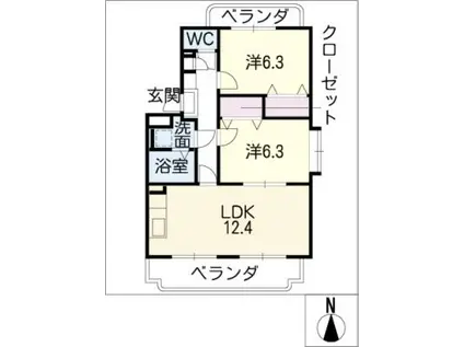 ユーミーグレース(2LDK/2階)の間取り写真