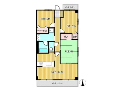 リベルテ・パレI(3LDK/5階)の間取り写真