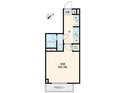 ヴェイルハウス西馬込(1K/5階)の間取り写真