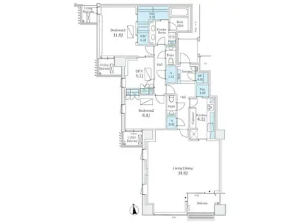 パークマンション千鳥ヶ淵(2SLDK/5階)の間取り写真