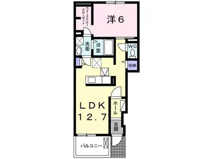 プライムレジェンド(1LDK/1階)の間取り写真