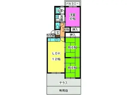 ハイム竹下(3LDK/1階)の間取り写真