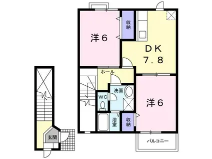 ベラ・カーサ(2DK/2階)の間取り写真