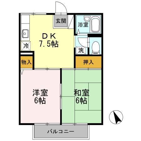 ホワイトハイツ(2DK/2階)の間取り写真