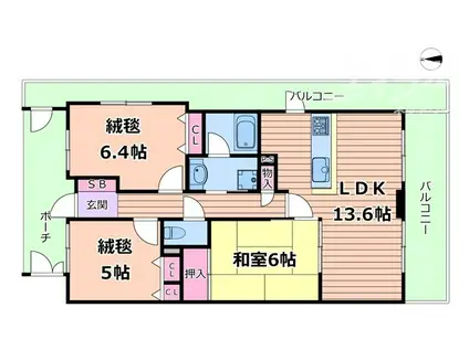 ファミール天神橋グリーンアベニュー(3LDK/9階)の間取り写真