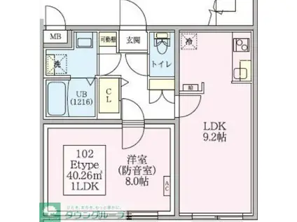 防音マンション スカイラシクラス武蔵関(1LDK/1階)の間取り写真