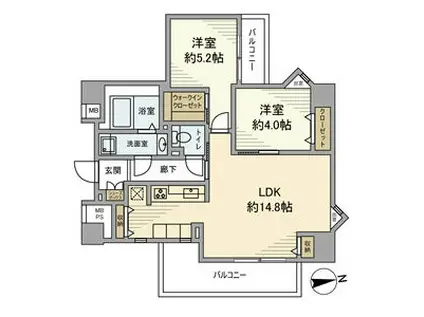 朝日ラ・パリオ等々力台(2LDK/6階)の間取り写真