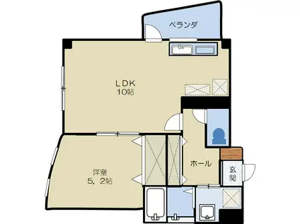 オーパス桜町(1LDK/3階)の間取り写真