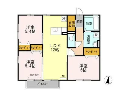 レーヴ天祐(3LDK/2階)の間取り写真