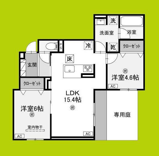CLASHIST加美東(2LDK/1階)の間取り写真