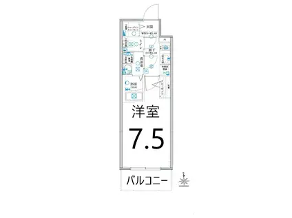 ディアレイシャス名古屋太閤通IV(1K/6階)の間取り写真