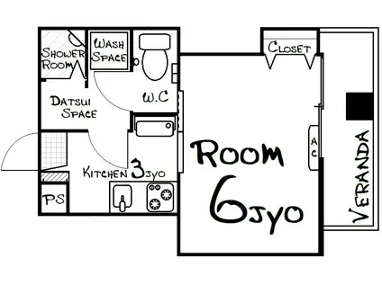 オリオン自動車ビル(1K/3階)の間取り写真