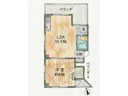 マムハイツ千駄木(1LDK/3階)の間取り写真