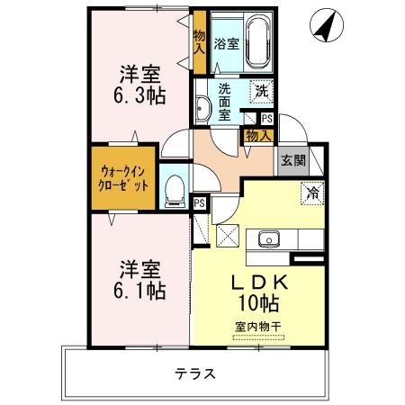 ＪＲ豊肥本線 東海学園前駅 徒歩34分 2階建 築13年(2LDK/1階)の間取り写真