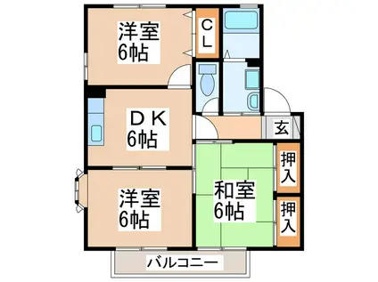 エスポアール・アイ(3DK/1階)の間取り写真