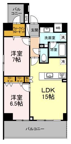 D GRANDE 鹿児島中央(2LDK/3階)の間取り写真