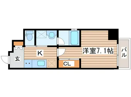 MIRAIZU RESIDENTIAL SENDAI II(1K/3階)の間取り写真
