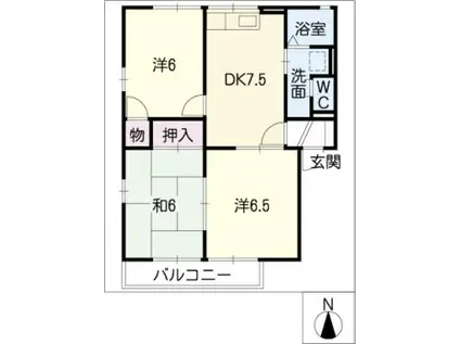 コート・ファミール(3DK/1階)の間取り写真