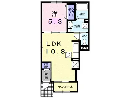 アラモハナ(1LDK/1階)の間取り写真