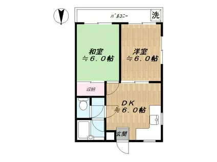 大和久ビル(2DK/4階)の間取り写真