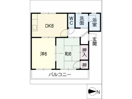 エスポワールフジAD(2DK/2階)の間取り写真
