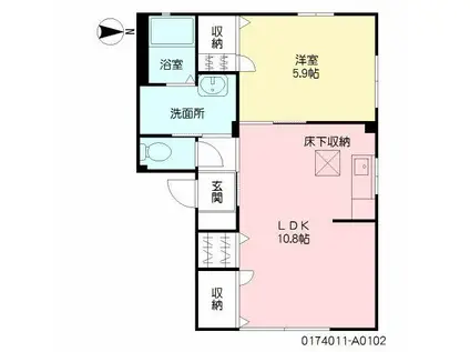 アコール  I棟(1LDK/1階)の間取り写真