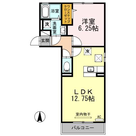 アヴァンツァーレ A棟(1LDK/1階)の間取り写真