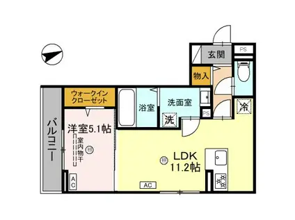 メゾンクレール安養寺(1LDK/3階)の間取り写真