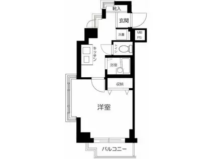 パークウェル下北沢(1K/5階)の間取り写真