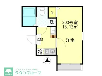 一之江アパート(1K/3階)の間取り写真