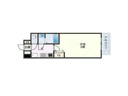 リヴィアス神戸SOLEIL(1K/4階)の間取り写真