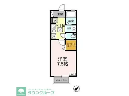 セジュール富士見(1K/1階)の間取り写真