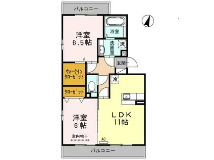 レイクサイド B305(2LDK/3階)の間取り写真