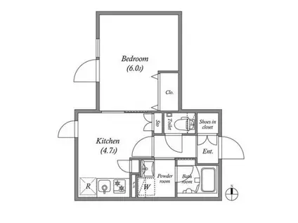 LEGALAND神楽坂 リーガランド神楽坂(1DK/4階)の間取り写真