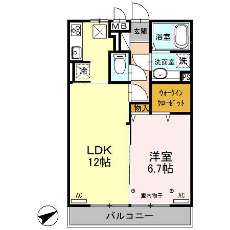 カーサ・プリメーラ(1LDK/2階)の間取り写真