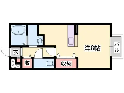 ヴィラージュ大開D棟(ワンルーム/2階)の間取り写真