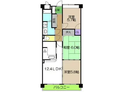 パールリバー(3LDK/2階)の間取り写真