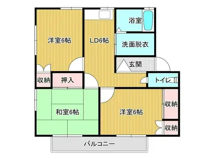 メゾニティ江戸崎(3DK/2階)の間取り写真
