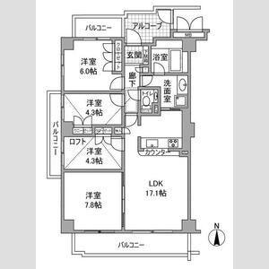 東急ドエルアルス大和八木(4LDK/10階)の間取り写真