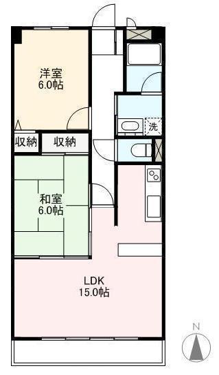 スカイコート桜町(2LDK/4階)の間取り写真