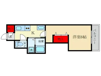 三熊ハイツ渚2号(1K/2階)の間取り写真