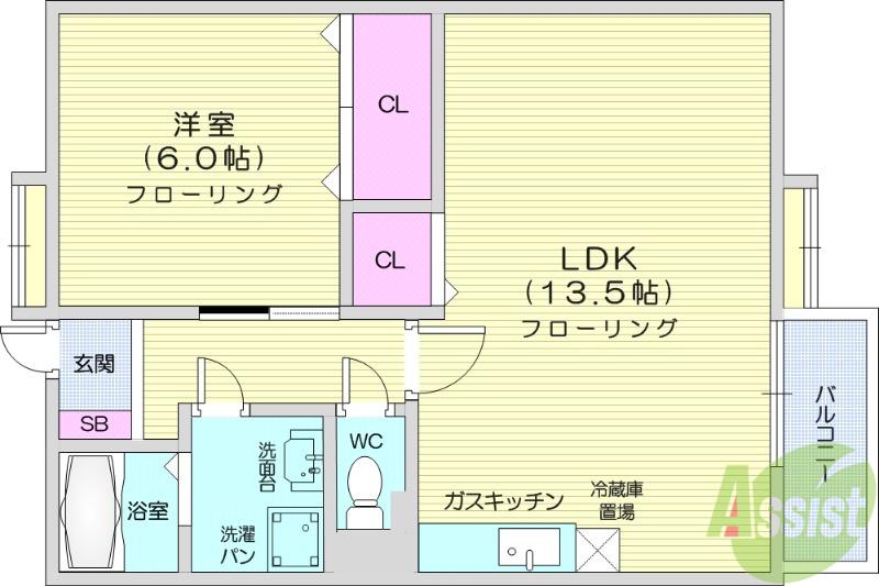 コーポ早坂(1LDK/2階)の間取り写真