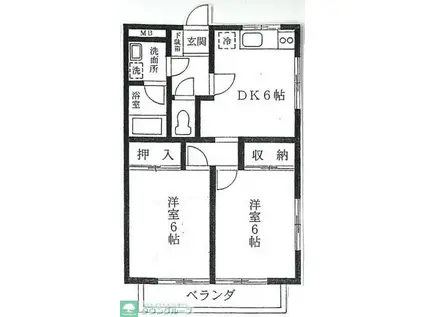 パーク茅ヶ崎館(2DK/2階)の間取り写真