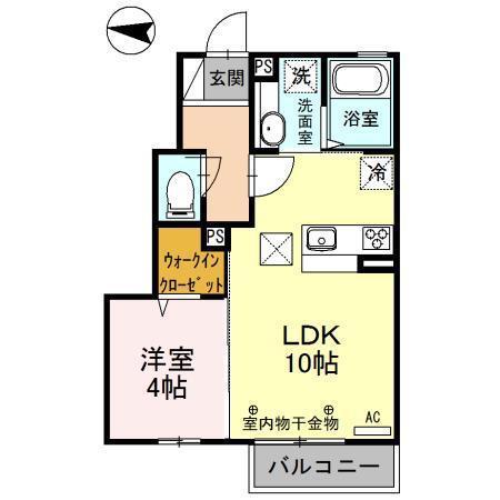 マイ ウィッシュ(1LDK/1階)の間取り写真