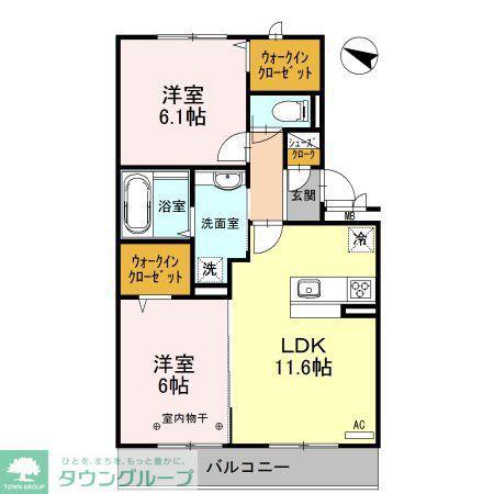 ボヌールメゾン(2LDK/3階)の間取り写真