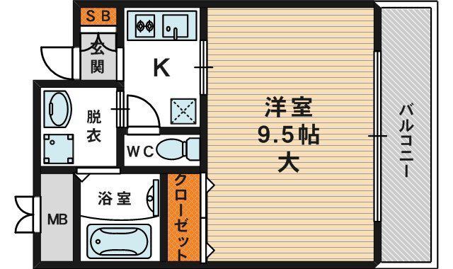 ウィスタリア京橋(1K/7階)の間取り写真
