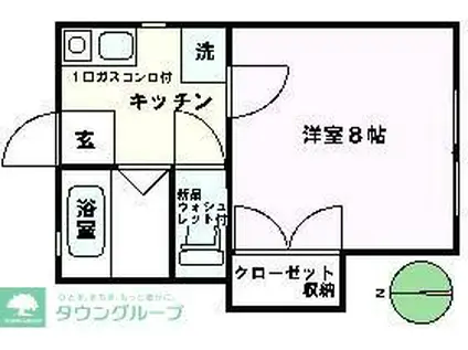 ドミールミヤビ(1K/2階)の間取り写真