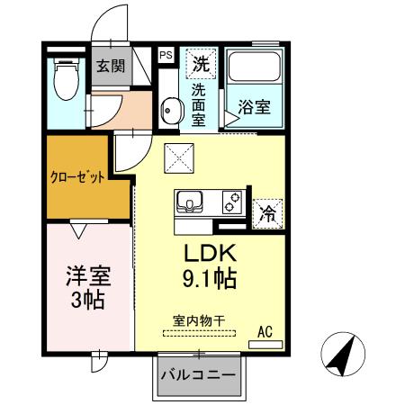 フルール常盤(1LDK/2階)の間取り写真
