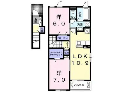 アルコバレーノ(2LDK/2階)の間取り写真