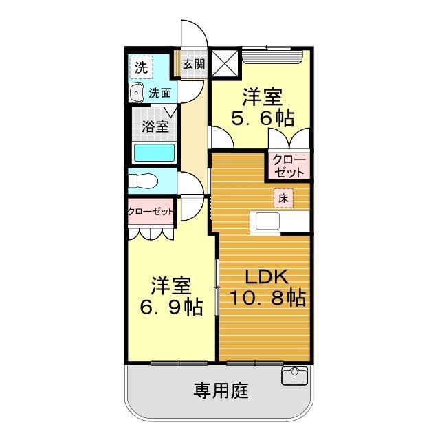 ペティ ルミナス(2LDK/1階)の間取り写真